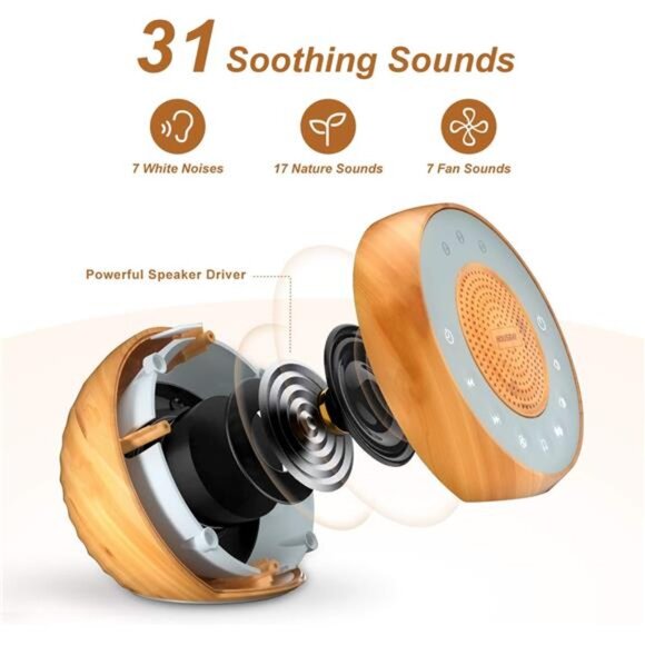 White Noise Machine with 31 Soothing Sounds, 5W Loud Stereo Sound - Picture 2 of 7